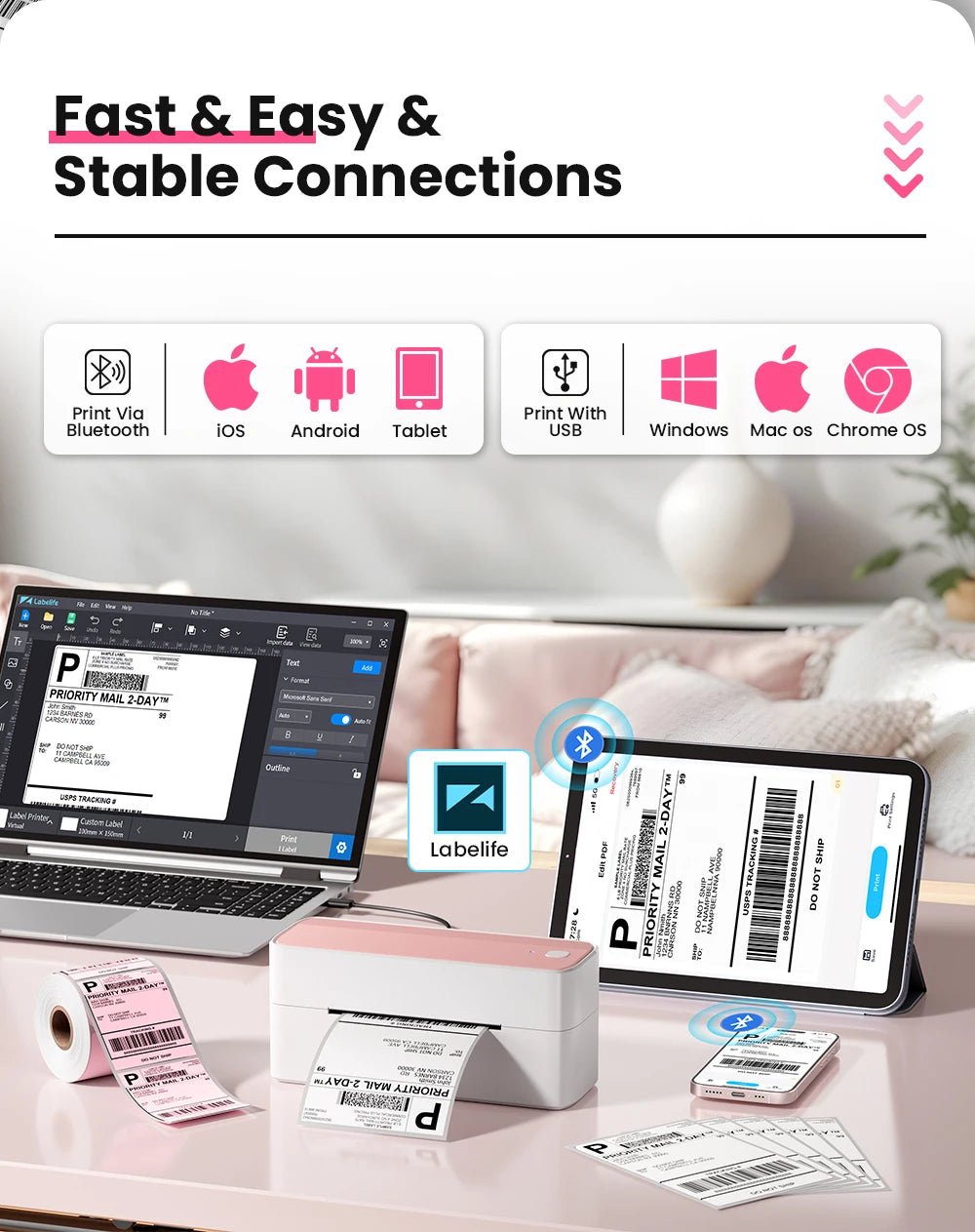 Phomemo 241 Bluetooth Thermal Label Printer Wireless Small Shipping Label Printer 4X6 Compatible with iPhone Android Mac Window Ai-TechWorld