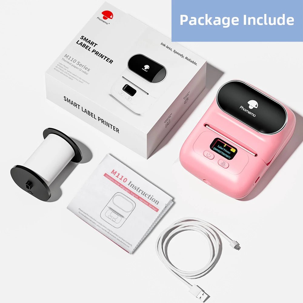 Phomemo M110 Mini Portable Thermal Printer Self-adhesive Label Printer For 3/5/10 rolss Stickers Label Maker Printer Without Ink Ai-TechWorld