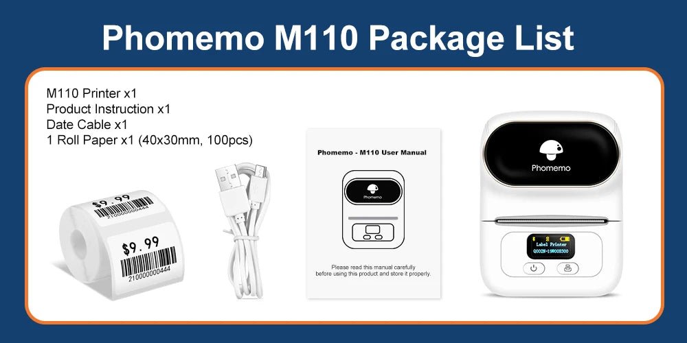 Phomemo M110 Self-adhesive Smart Thermal Label Printer for Business,Barcode Label, Price Tag, Address Wireless Sticker Printer Ai-TechWorld