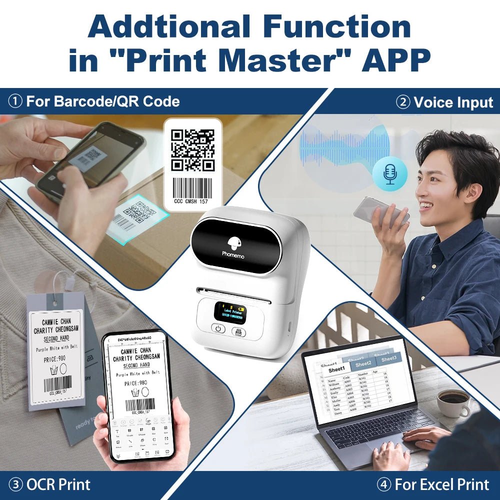 Phomemo M110 Self-adhesive Smart Thermal Label Printer for Business,Barcode Label, Price Tag, Address Wireless Sticker Printer Ai-TechWorld