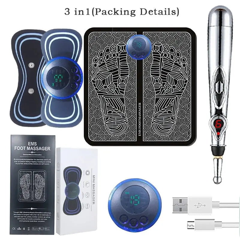 Portable Massage Foot Pad Massage Patch Massage Pen Cervical Neck and Back Full Body Massage Combination Set - Ai - TechWorld