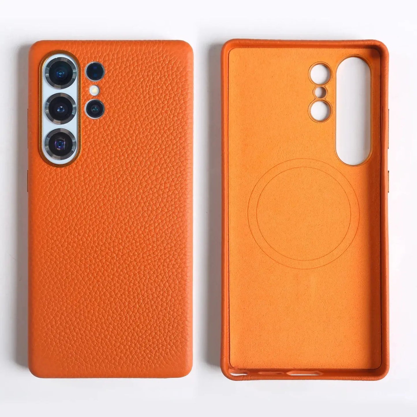 Premium Magnet Magsafe Case For Samsung Galaxy S25 Ultra Genuine Leather Cover Magnetic Funda S23Ultra S24 Cases Full Coverage - Ai - TechWorld