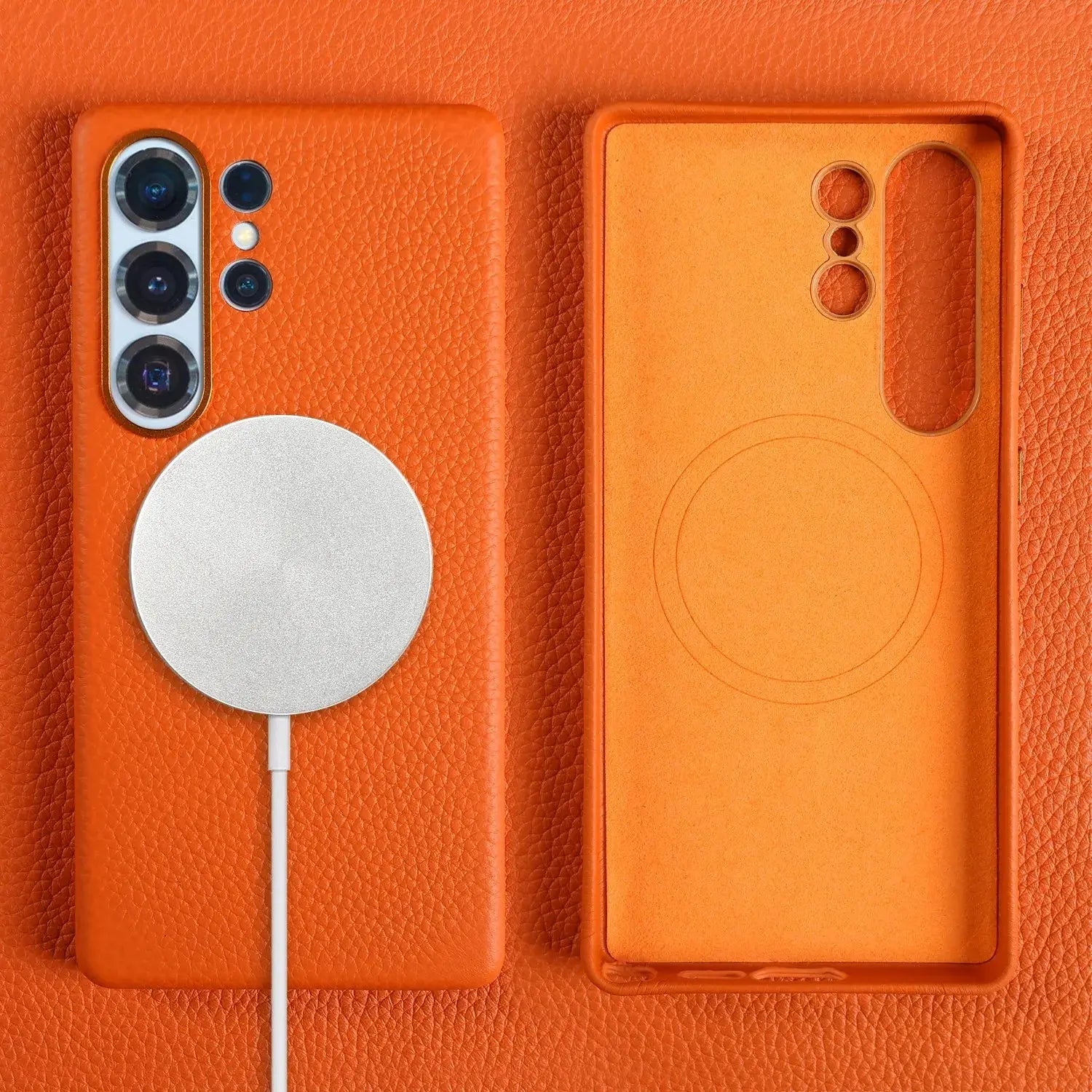 Premium Magnet Magsafe Case For Samsung Galaxy S25 Ultra Genuine Leather Cover Magnetic Funda S23Ultra S24 Cases Full Coverage - Ai - TechWorld