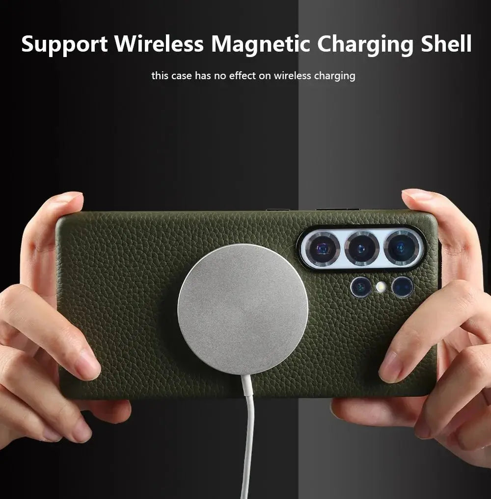 Premium Magnet Magsafe Case For Samsung Galaxy S25 Ultra Genuine Leather Cover Magnetic Funda S23Ultra S24 Cases Full Coverage - Ai - TechWorld