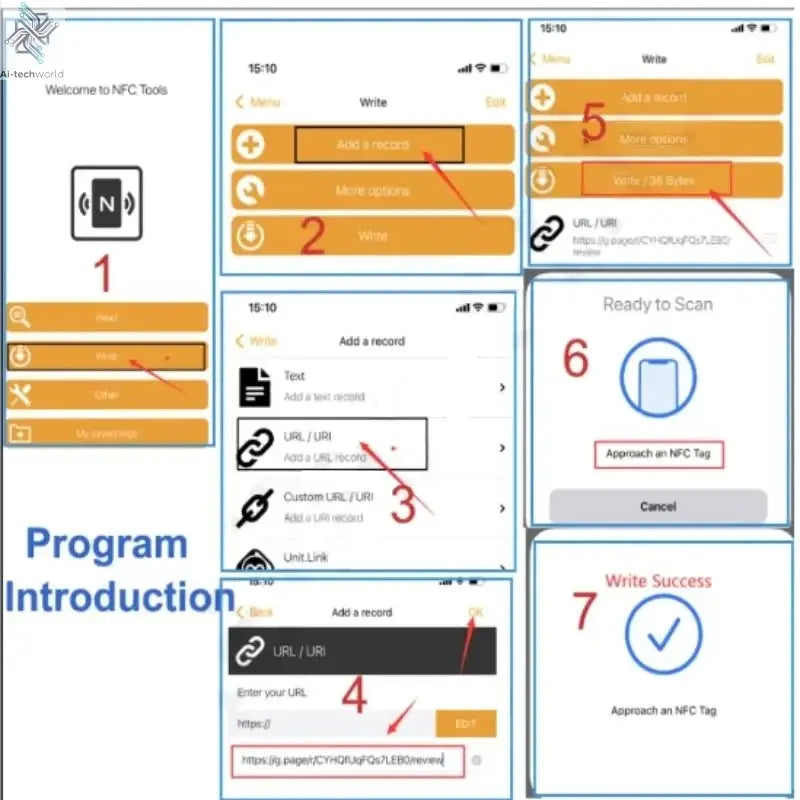 programmable Google Review Card 13.56Mhz NFC station table NFC Google Reviews display bending card standing brand bracket Ai-TechWorld 