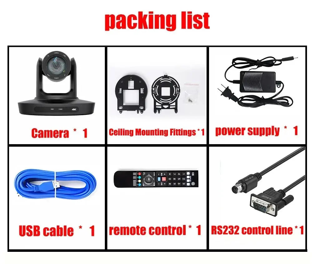 PTZ Camera 4K 20X Zoom Video Conference Camera Kit Church Meeting live broadcast PTZ camera Controller for Video Conferencing - Ai - TechWorld
