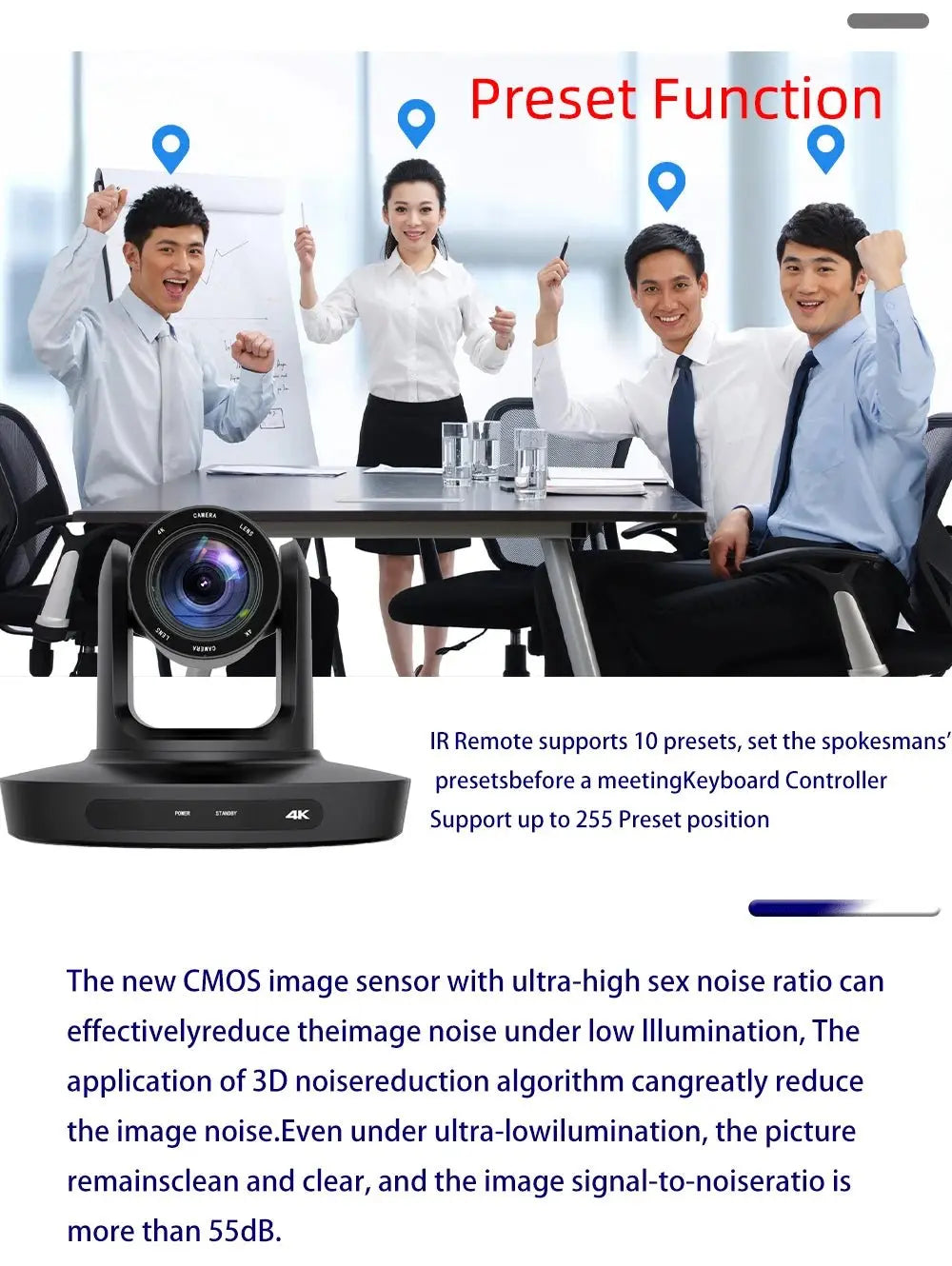 PTZ Camera 4K 20X Zoom Video Conference Camera Kit Church Meeting live broadcast PTZ camera Controller for Video Conferencing - Ai - TechWorld