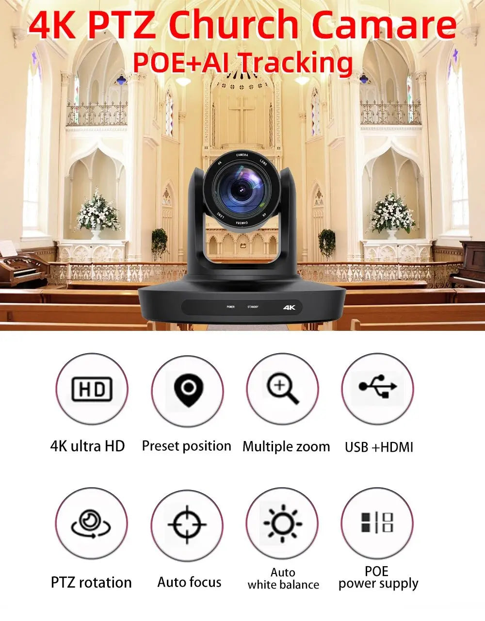 PTZ Camera 4K 20X Zoom Video Conference Camera Kit Church Meeting live broadcast PTZ camera Controller for Video Conferencing - Ai - TechWorld
