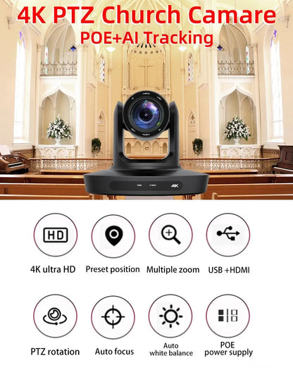 PTZ Camera 4K 20X Zoom Video Conference Camera Kit Church Meeting live broadcast PTZ camera Controller for Video Conferencing - Ai - TechWorld