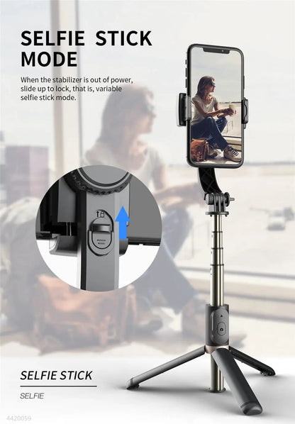 Roreta 2023 NEW Gimbal Stabilizer Selfie Stick Foldable Wireless Tripod with Bluetooth Shutter Monopod for IOS Android - Ai - TechWorld