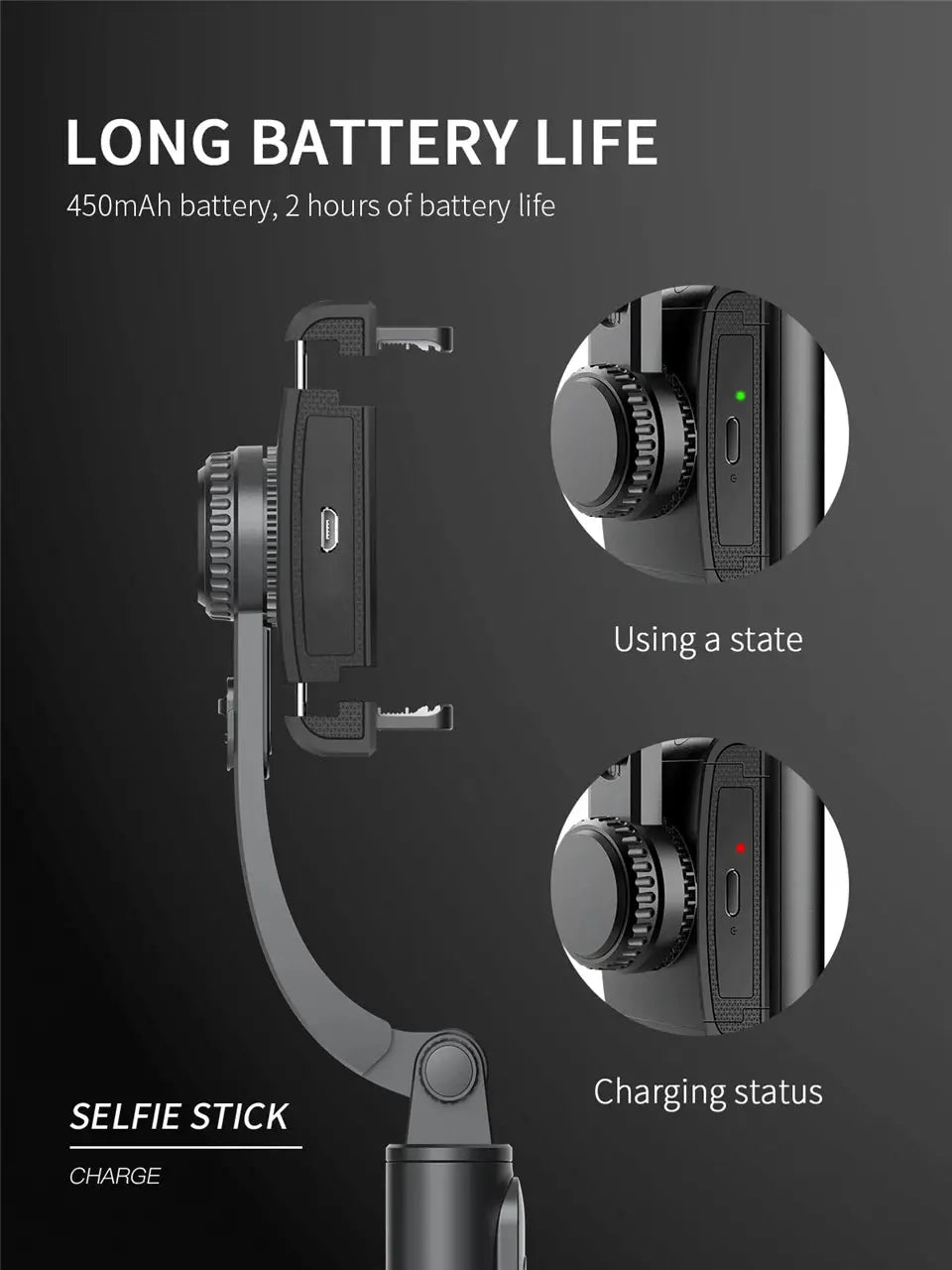 Roreta 2023 NEW Gimbal Stabilizer Selfie Stick Foldable Wireless Tripod with Bluetooth Shutter Monopod for IOS Android - Ai - TechWorld