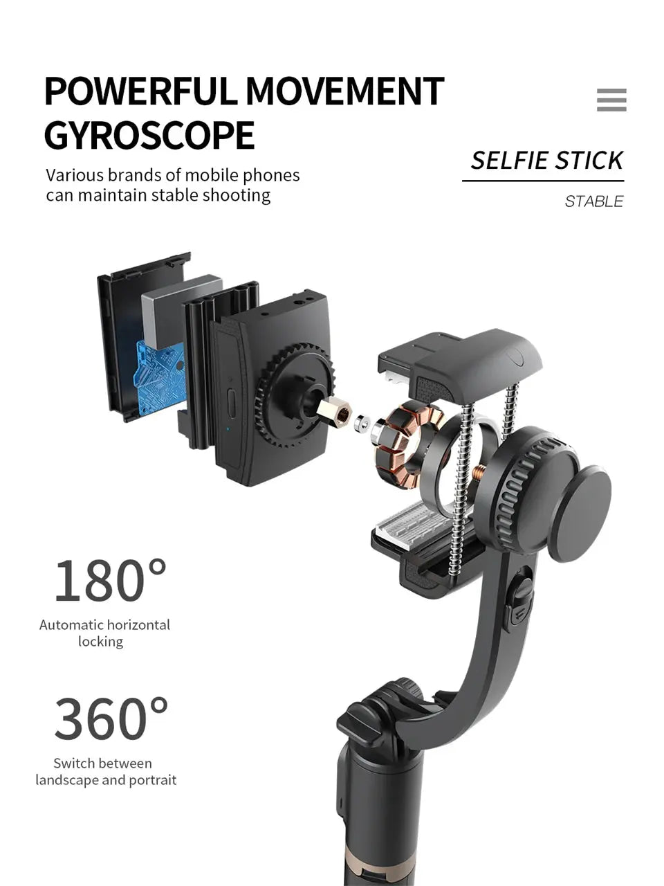 Roreta 2023 NEW Gimbal Stabilizer Selfie Stick Foldable Wireless Tripod with Bluetooth Shutter Monopod for IOS Android - Ai - TechWorld