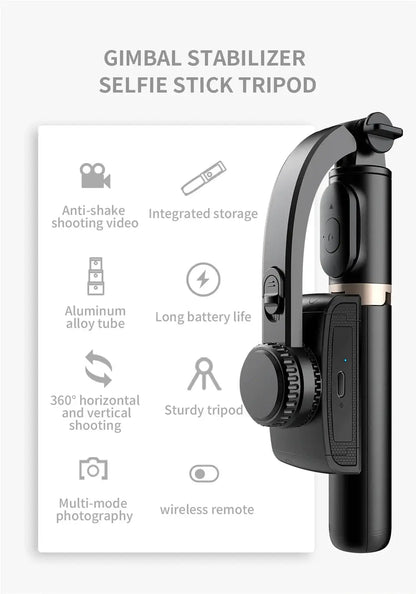 Roreta 2023 NEW Gimbal Stabilizer Selfie Stick Foldable Wireless Tripod with Bluetooth Shutter Monopod for IOS Android - Ai - TechWorld