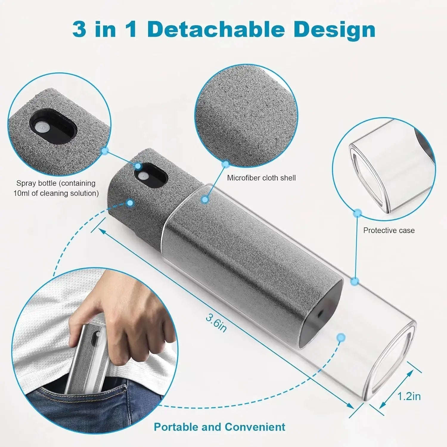 Screen Cleaner Spray Wipe for Laptop Monitor Phone PC Tablet Glass IPhone Touchscreen Polishing Cloth Cleaner Brush Cleaning Kit - Ai - TechWorld