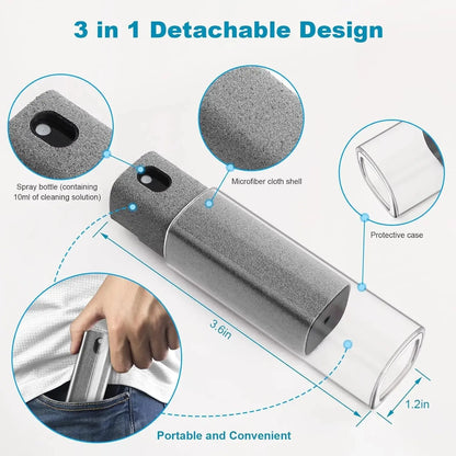 Screen Cleaner Spray Wipe for Laptop Monitor Phone PC Tablet Glass IPhone Touchscreen Polishing Cloth Cleaner Brush Cleaning Kit - Ai - TechWorld