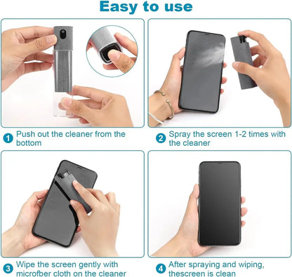 Screen Cleaner Spray Wipe for Laptop Monitor Phone PC Tablet Glass IPhone Touchscreen Polishing Cloth Cleaner Brush Cleaning Kit - Ai - TechWorld