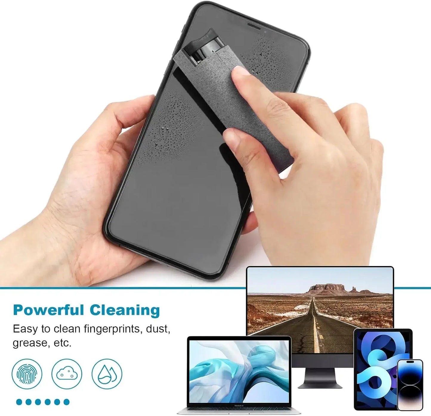 Screen Cleaner Spray Wipe for Laptop Monitor Phone PC Tablet Glass IPhone Touchscreen Polishing Cloth Cleaner Brush Cleaning Kit - Ai - TechWorld