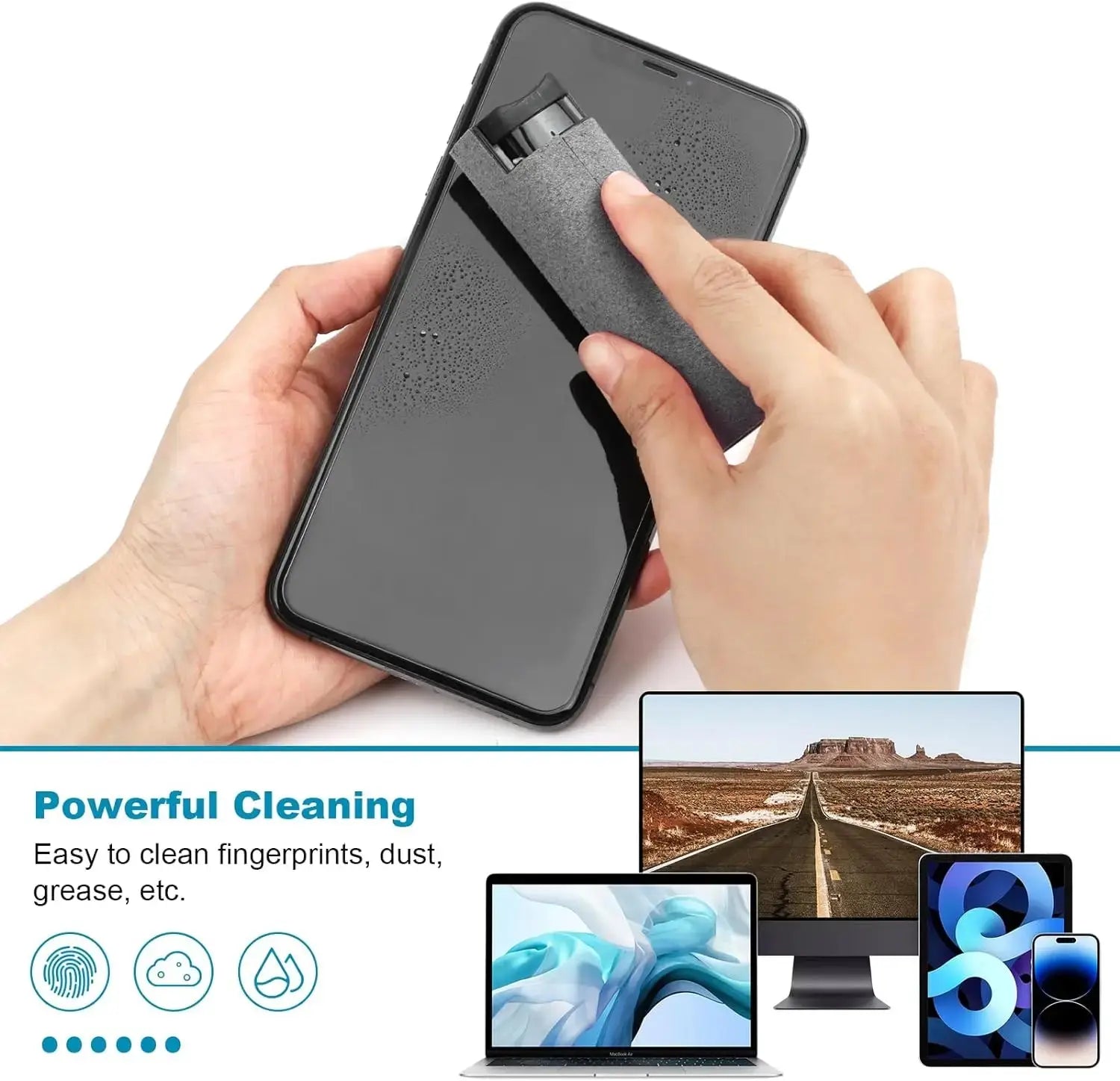 Screen Cleaner Spray Wipe for Laptop Monitor Phone PC Tablet Glass IPhone Touchscreen Polishing Cloth Cleaner Brush Cleaning Kit - Ai - TechWorld