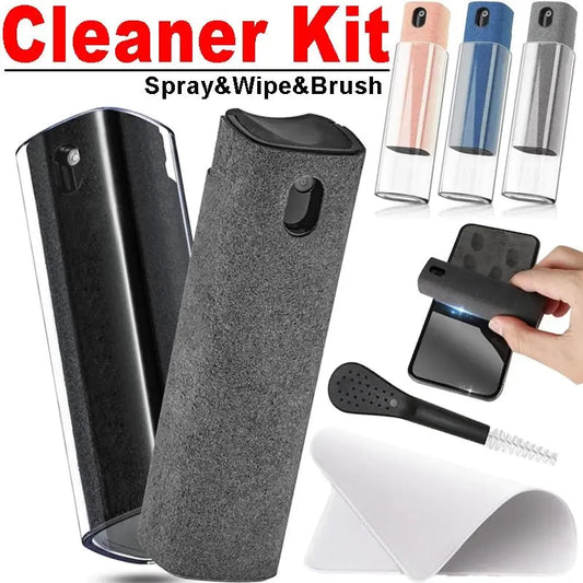 Screen Cleaner Spray Wipe for Laptop Monitor Phone PC Tablet Glass IPhone Touchscreen Polishing Cloth Cleaner Brush Cleaning Kit - Ai - TechWorld