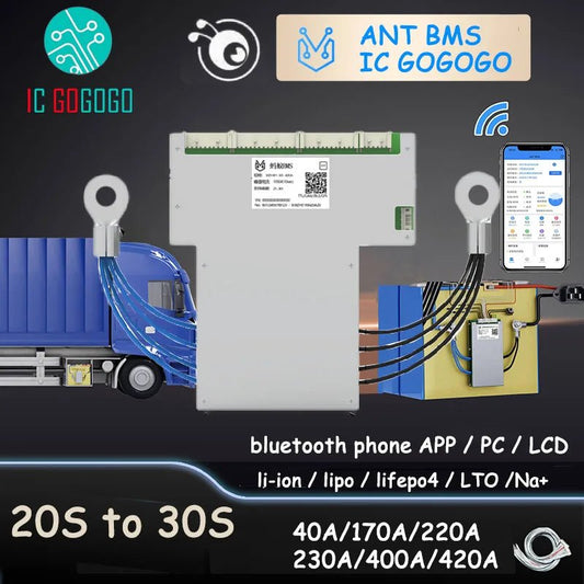 Smart 20S ~ 30S ANT BMS Lifepo4 li-ion LTO Battery Protection Board 220A 400A 170A 420A Bluetooth Phone 24S 26S 28S 84V 96V 126V Ai-TechWorld