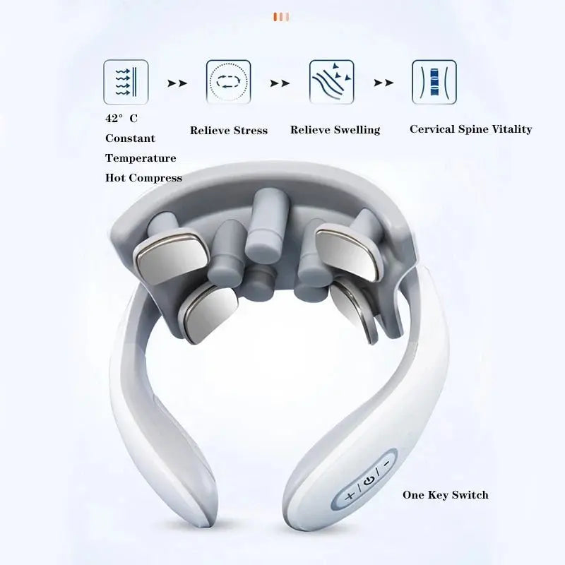 Smart Neck Massage Instrument Portable Shoulder Neck Massage Cervical Vertebra Health Care Vibrator Heating Compress Massage - Ai - TechWorld