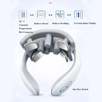 Smart Neck Massage Instrument Portable Shoulder Neck Massage Cervical Vertebra Health Care Vibrator Heating Compress Massage - Ai - TechWorld