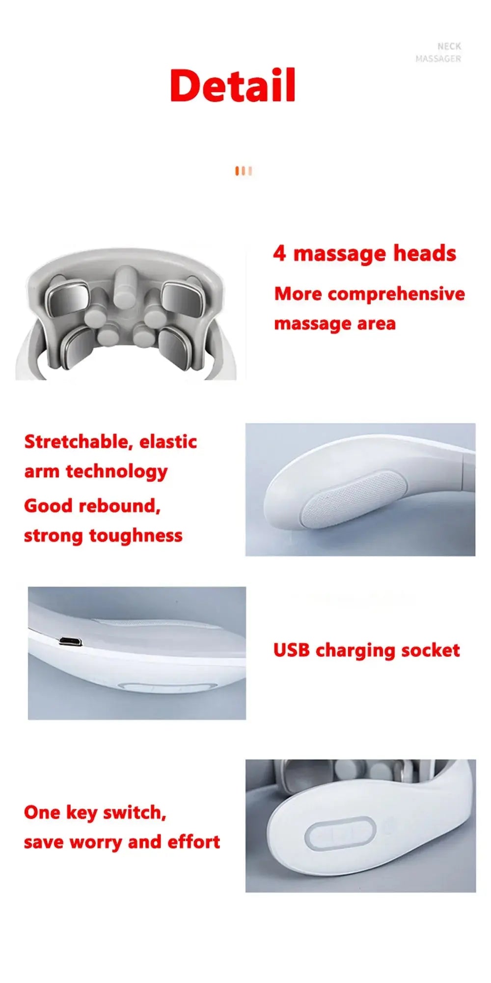 Smart Neck Massage Instrument Portable Shoulder Neck Massage Cervical Vertebra Health Care Vibrator Heating Compress Massage - Ai - TechWorld