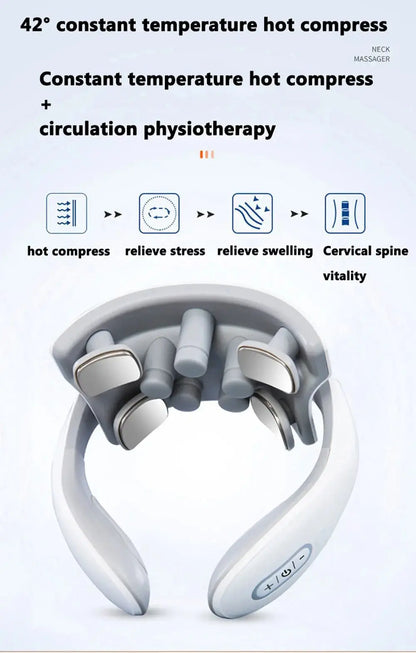 Smart Neck Massage Instrument Portable Shoulder Neck Massage Cervical Vertebra Health Care Vibrator Heating Compress Massage - Ai - TechWorld