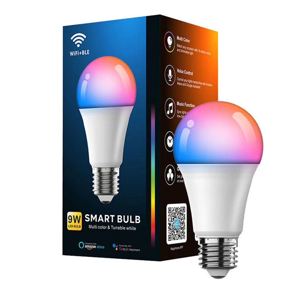 Smart WiFi Bulb – E27 9W Voice - Control Color Changing Light - Ai - TechWorld