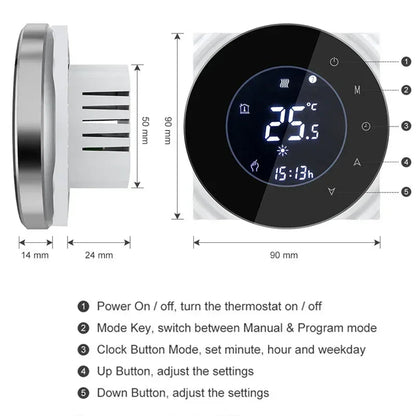 Smart WiFi Touchscreen Thermostat for Electric & Water Heating – Compatible with Google Home & Alexa - Ai - TechWorld
