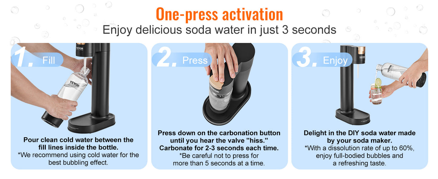 SucceBuy Sparkling Water Maker, Soda Maker Machine for Home Carbonating, Seltzer Water Starter Kit with BPA free 1L PET Bottle Ai-TechWorld 