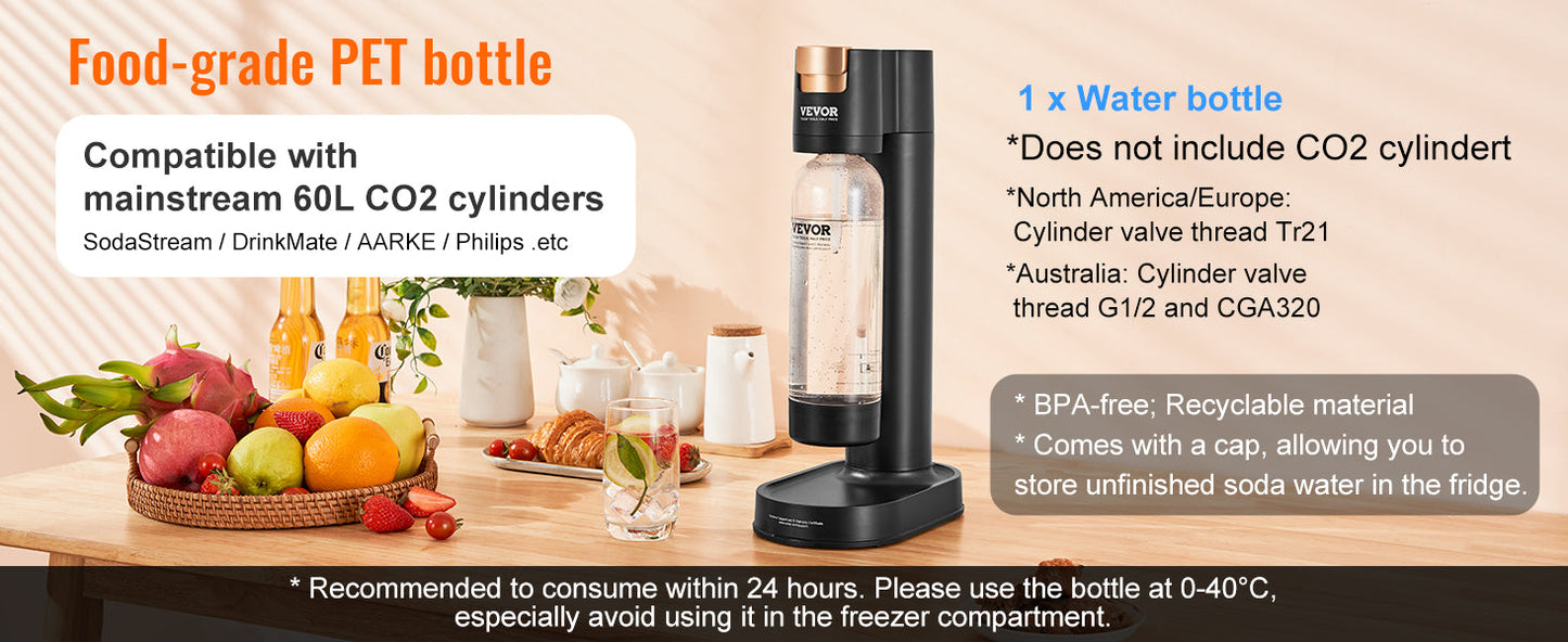 SucceBuy Sparkling Water Maker, Soda Maker Machine for Home Carbonating, Seltzer Water Starter Kit with BPA free 1L PET Bottle Ai-TechWorld 