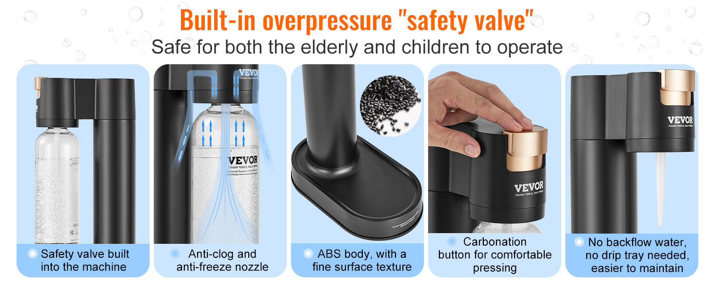 SucceBuy Sparkling Water Maker, Soda Maker Machine for Home Carbonating, Seltzer Water Starter Kit with BPA free 1L PET Bottle Ai-TechWorld 