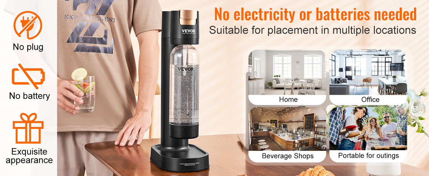 SucceBuy Sparkling Water Maker, Soda Maker Machine for Home Carbonating, Seltzer Water Starter Kit with BPA free 1L PET Bottle Ai-TechWorld 