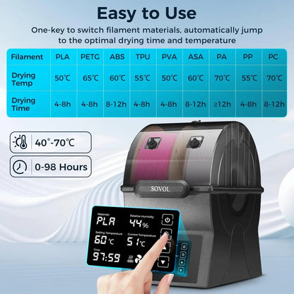Sovol Filament Dryer & Storage Box: PTC Heater, Spool Holder - 3D Printer Filament Dehydrator Ai-TechWorld