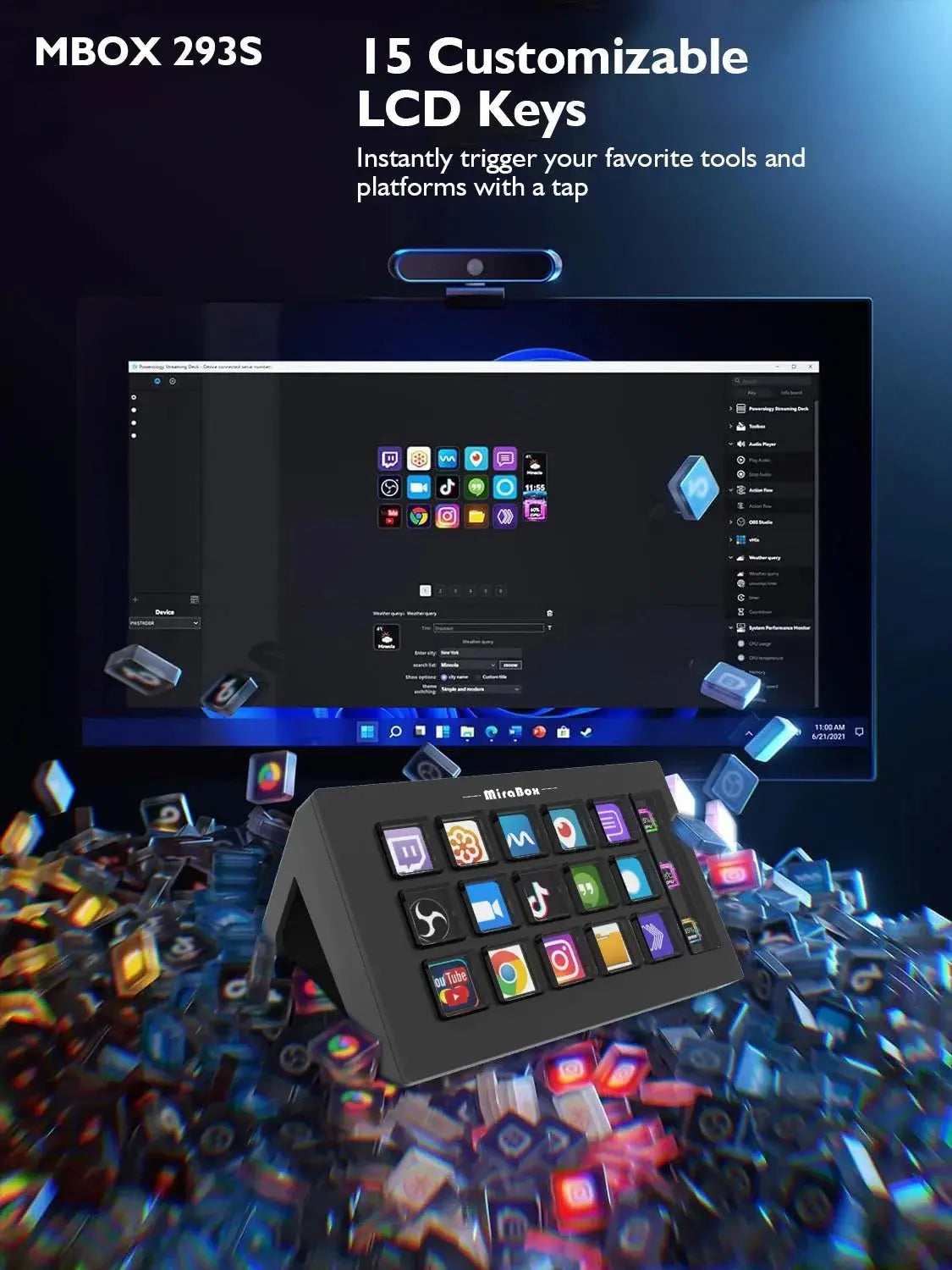 Stream Dock Mini Visual Keyboard 15Keys StreamDeck LCD Button Live Content Creation Controller Custom Button For Win/MacOS Gifts - Ai - TechWorld