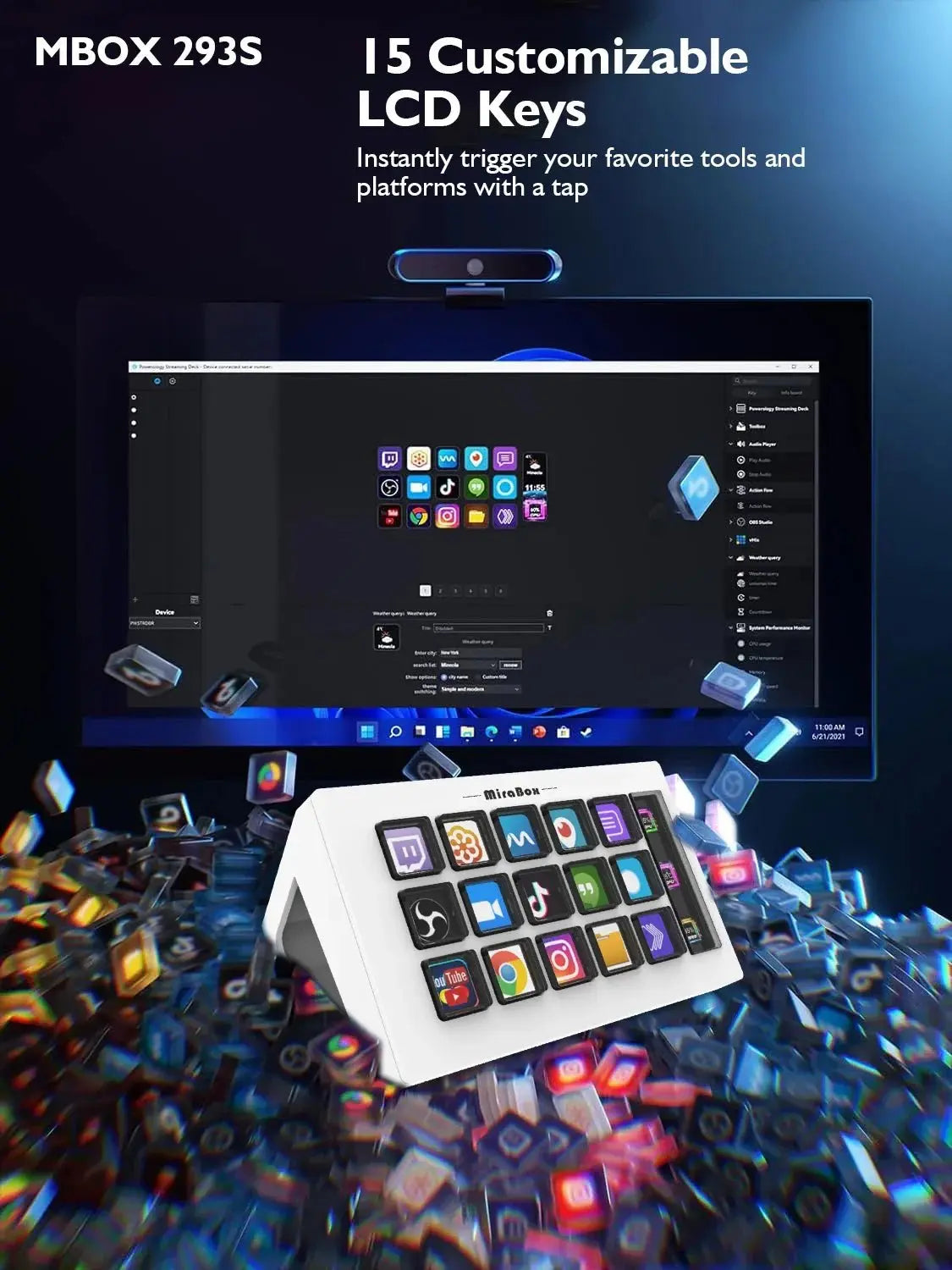 Stream Dock Mini Visual Keyboard 15Keys StreamDeck LCD Button Live Content Creation Controller Custom Button For Win/MacOS Gifts - Ai - TechWorld