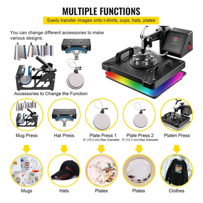 Ultimate 8-in-1 Heat Press Combo with Sublimation Printer for Mug & T-Shirt Printing Ai-TechWorld