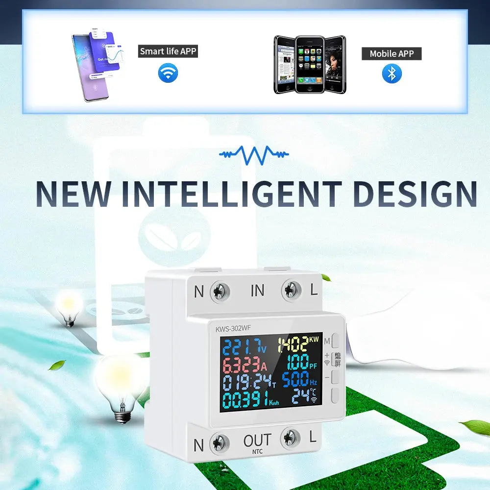Tuya WiFi Smart Power Meter Over Under Voltage Protector Switch Current Voltage Monitor Relay Value Settable Circuit Breaker Ai-TechWorld