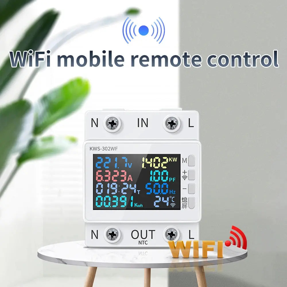 Tuya WiFi Smart Power Meter Over Under Voltage Protector Switch Current Voltage Monitor Relay Value Settable Circuit Breaker Ai-TechWorld