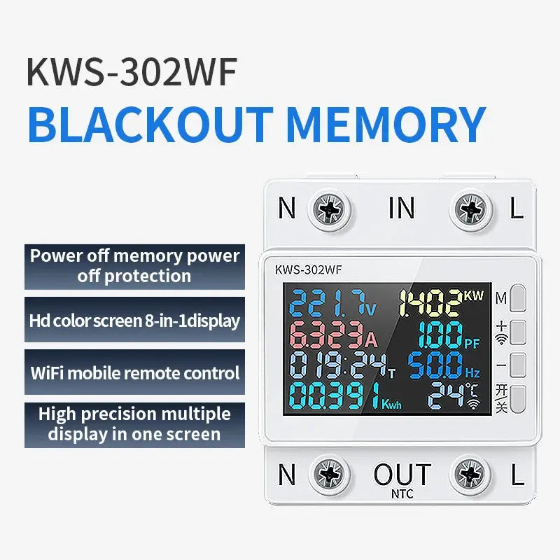 Tuya WiFi Smart Power Meter Over Under Voltage Protector Switch Current Voltage Monitor Relay Value Settable Circuit Breaker Ai-TechWorld