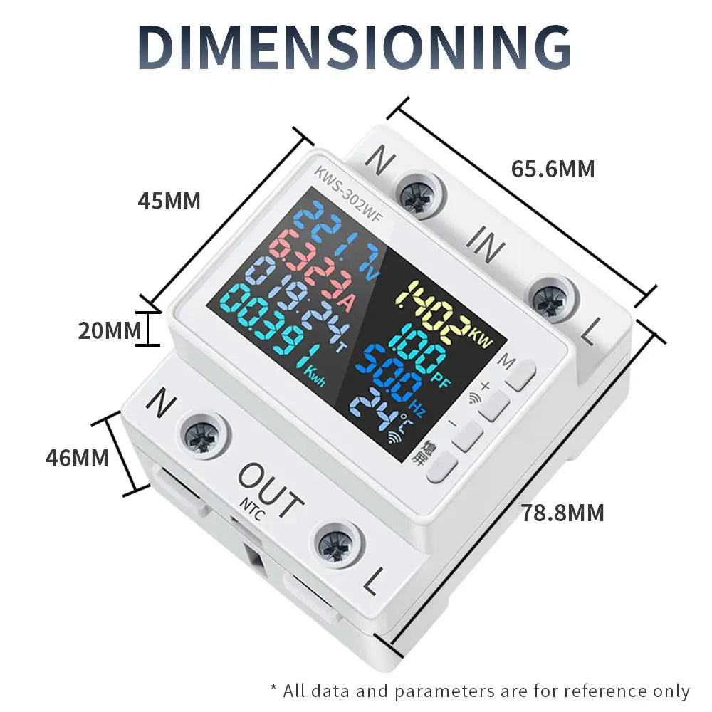Tuya WiFi Smart Power Meter Over Under Voltage Protector Switch Current Voltage Monitor Relay Value Settable Circuit Breaker Ai-TechWorld