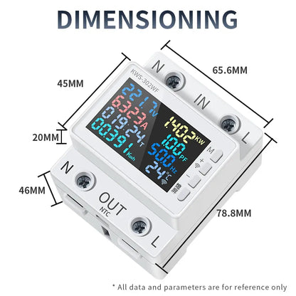 Tuya WiFi Smart Power Meter Over Under Voltage Protector Switch Current Voltage Monitor Relay Value Settable Circuit Breaker Ai-TechWorld