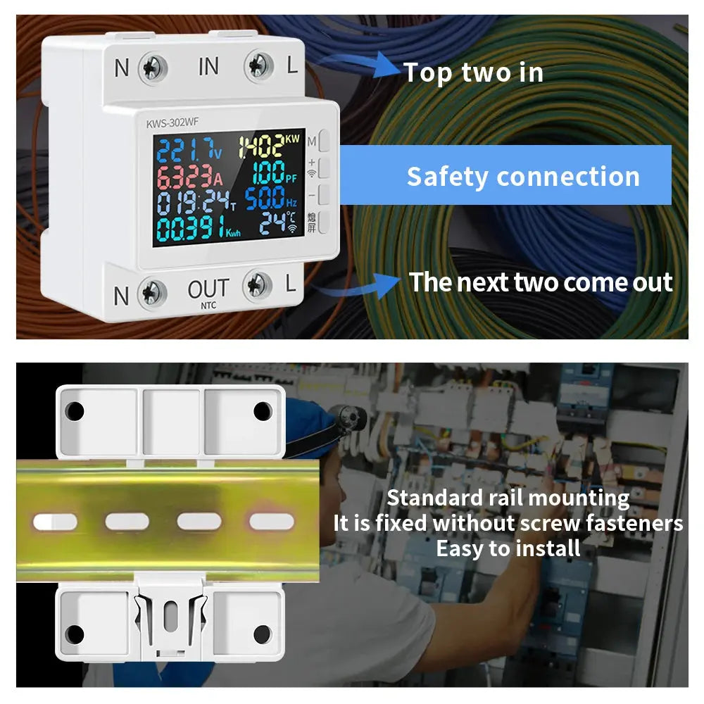Tuya WiFi Smart Power Meter Over Under Voltage Protector Switch Current Voltage Monitor Relay Value Settable Circuit Breaker Ai-TechWorld