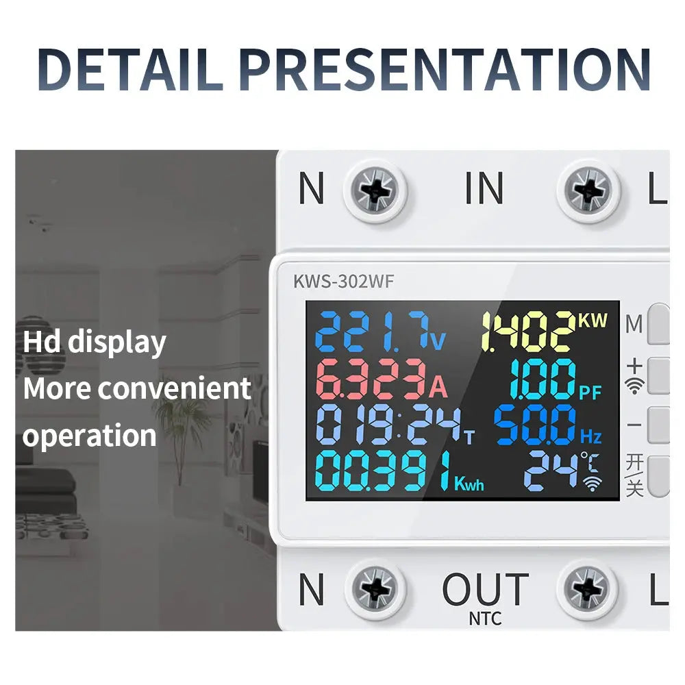 Tuya WiFi Smart Power Meter Over Under Voltage Protector Switch Current Voltage Monitor Relay Value Settable Circuit Breaker Ai-TechWorld