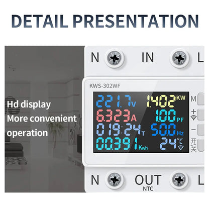 Tuya WiFi Smart Power Meter Over Under Voltage Protector Switch Current Voltage Monitor Relay Value Settable Circuit Breaker Ai-TechWorld