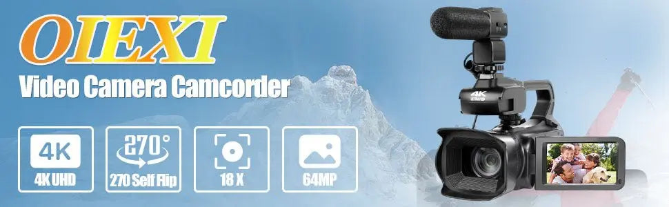 UHD 4k Video Camera Camcorder with 18X Digital Zoom,64MP Digital Camera Recorder,4.0 - inch Rotating Touchscreen,64GB SD Card,Micr - Ai - TechWorld