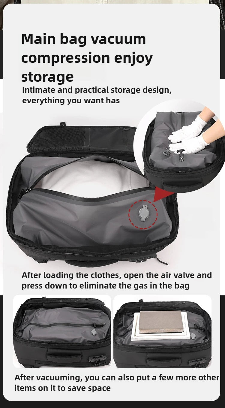 Vacuum Compression Mens Backpack Expandable Large Capacity Multi functional Laptop Bag Short Trip Travel Hiking Pack - Ai - TechWorld