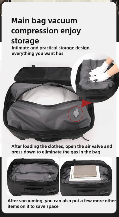 Vacuum Compression Mens Backpack Expandable Large Capacity Multi functional Laptop Bag Short Trip Travel Hiking Pack - Ai - TechWorld