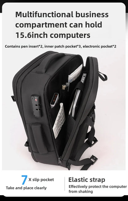 Vacuum Compression Mens Backpack Expandable Large Capacity Multi functional Laptop Bag Short Trip Travel Hiking Pack - Ai - TechWorld